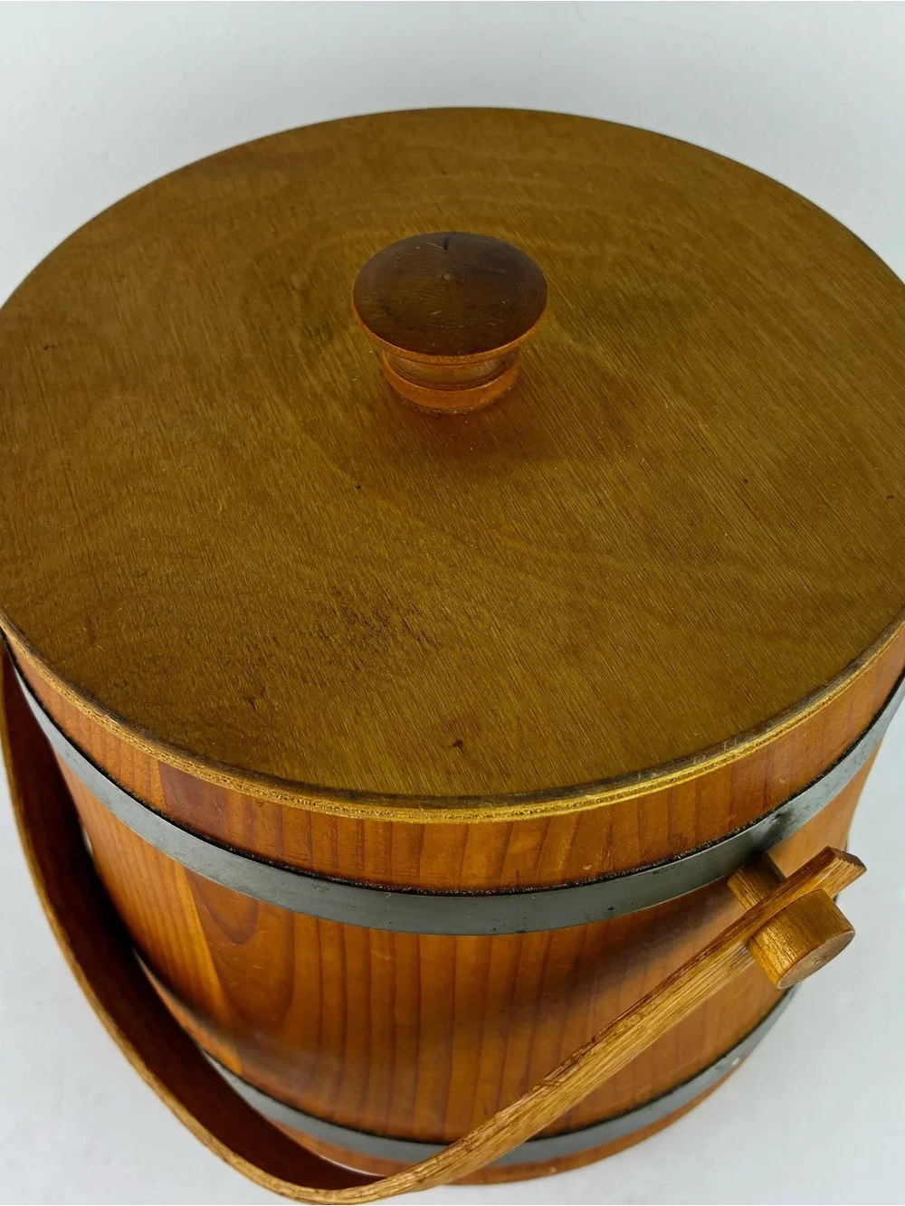 Basketville Putney Vermont Vintage 1960’s Wooden Sugar Ice Bucket Firkin